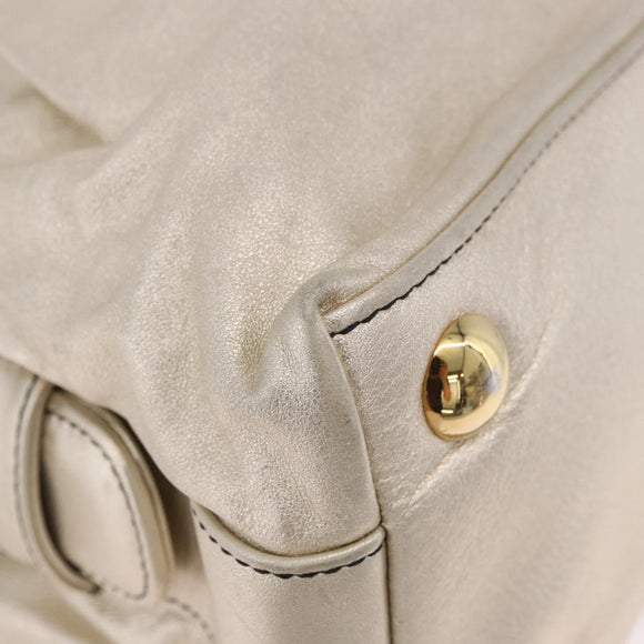 VALENTINO Hand Bag Leather 2way Gold Auth 183017A