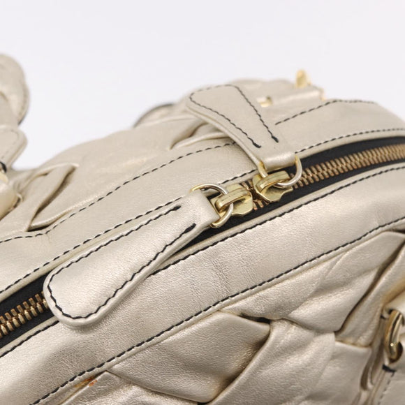 VALENTINO Hand Bag Leather 2way Gold Auth 183017A