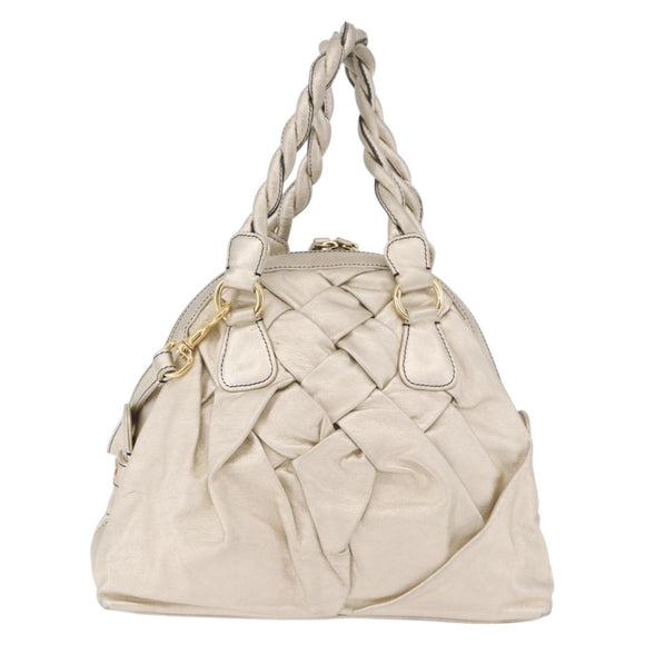 VALENTINO Hand Bag Leather 2way Gold Auth 183017A
