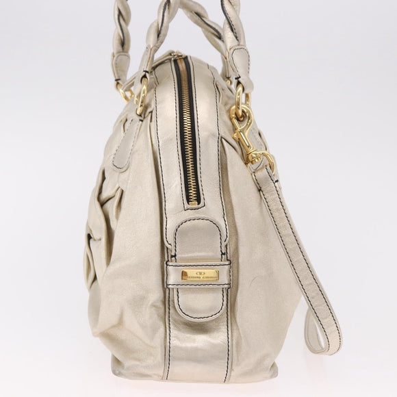 VALENTINO Hand Bag Leather 2way Gold Auth 183017A