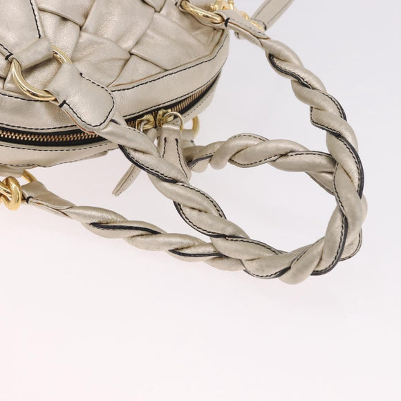 VALENTINO Hand Bag Leather 2way Gold Auth 183017A