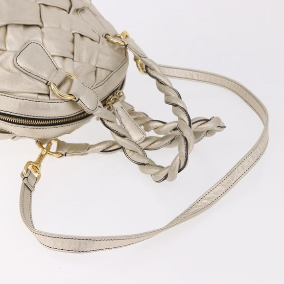 VALENTINO Hand Bag Leather 2way Gold Auth 183017A