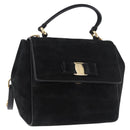 Salvatore Ferragamo Vala Chain Shoulder Bag Suede 2way Black Gold Auth 183018A-1