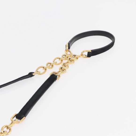 Salvatore Ferragamo Vala Chain Shoulder Bag Suede 2way Black Gold Auth 183018A