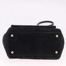 Salvatore Ferragamo Vala Chain Shoulder Bag Suede 2way Black Gold Auth 183018A-5