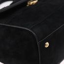 Salvatore Ferragamo Vala Chain Shoulder Bag Suede 2way Black Gold Auth 183018A-9