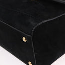 Salvatore Ferragamo Vala Chain Shoulder Bag Suede 2way Black Gold Auth 183018A-16