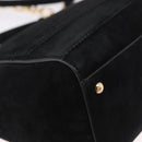 Salvatore Ferragamo Vala Chain Shoulder Bag Suede 2way Black Gold Auth 183018A-17