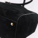 Salvatore Ferragamo Vala Chain Shoulder Bag Suede 2way Black Gold Auth 183018A-18