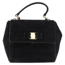 Salvatore Ferragamo Vala Chain Shoulder Bag Suede 2way Black Gold Auth 183018A-13