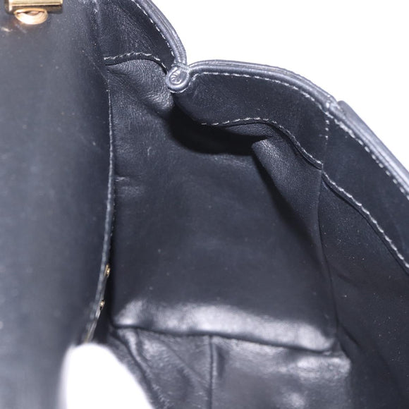 Salvatore Ferragamo Vala Chain Shoulder Bag Suede 2way Black Gold Auth 183018A