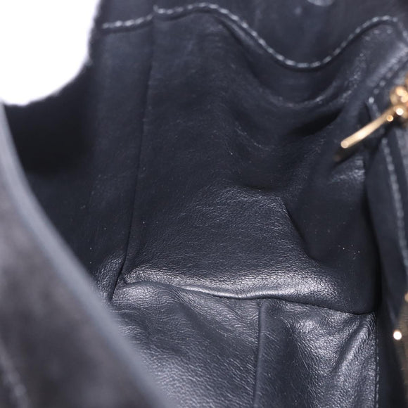 Salvatore Ferragamo Vala Chain Shoulder Bag Suede 2way Black Gold Auth 183018A
