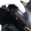 Salvatore Ferragamo Vala Chain Shoulder Bag Suede 2way Black Gold Auth 183018A-23