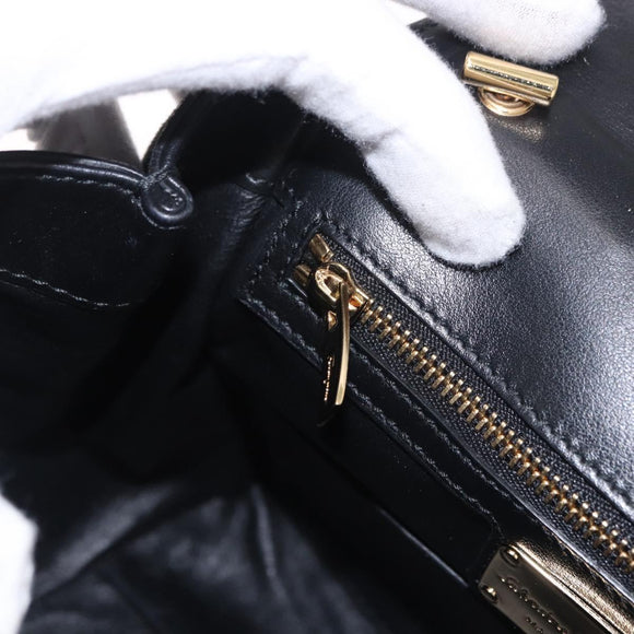 Salvatore Ferragamo Vala Chain Shoulder Bag Suede 2way Black Gold Auth 183018A