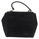 Salvatore Ferragamo Vala Chain Shoulder Bag Suede 2way Black Gold Auth 183018A-2