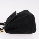 Salvatore Ferragamo Vala Chain Shoulder Bag Suede 2way Black Gold Auth 183018A-4