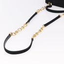 Salvatore Ferragamo Vala Chain Shoulder Bag Suede 2way Black Gold Auth 183018A-8