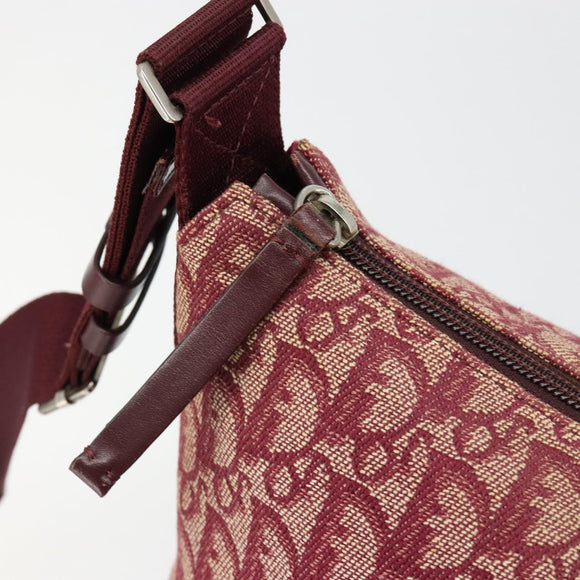 Christian Dior Trotter Canvas Schoudertas Rood Zilver Auth 183019A
