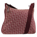 Christian Dior Trotter Canvas Schoudertas Rood Zilver Auth 183019A-1