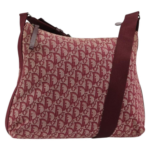 Christian Dior Trotter Canvas Schoudertas Rood Zilver Auth 183019A