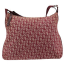 Christian Dior Trotter Canvas Schoudertas Rood Zilver Auth 183019A-13