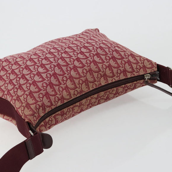 Christian Dior Trotter Canvas Schoudertas Rood Zilver Auth 183019A