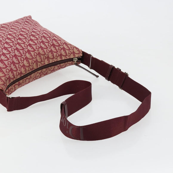 Christian Dior Trotter Canvas Schoudertas Rood Zilver Auth 183019A