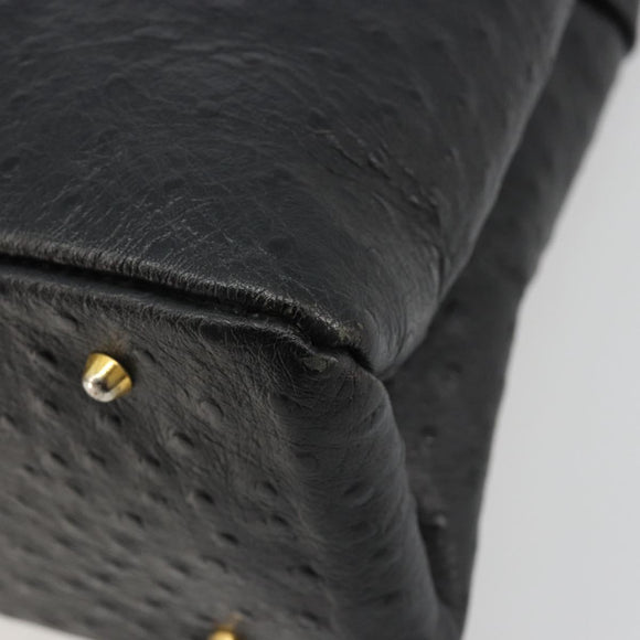 Gianni Versace Shoulder Bag Leather Embossed Black Gold Auth 183020