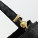 Gianni Versace Shoulder Bag Leather Embossed Black Gold Auth 183020-10