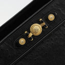 Gianni Versace Shoulder Bag Leather Embossed Black Gold Auth 183020-17