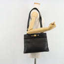Gianni Versace Shoulder Bag Leather Embossed Black Gold Auth 183020-25