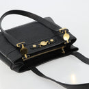 Gianni Versace Shoulder Bag Leather Embossed Black Gold Auth 183020-6