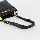 Gianni Versace Shoulder Bag Leather Embossed Black Gold Auth 183020-7