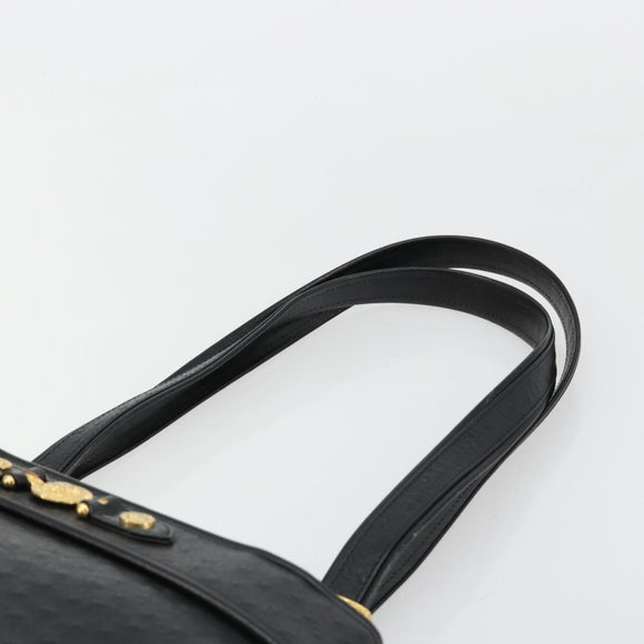 Gianni Versace Shoulder Bag Leather Embossed Black Gold Auth 183020
