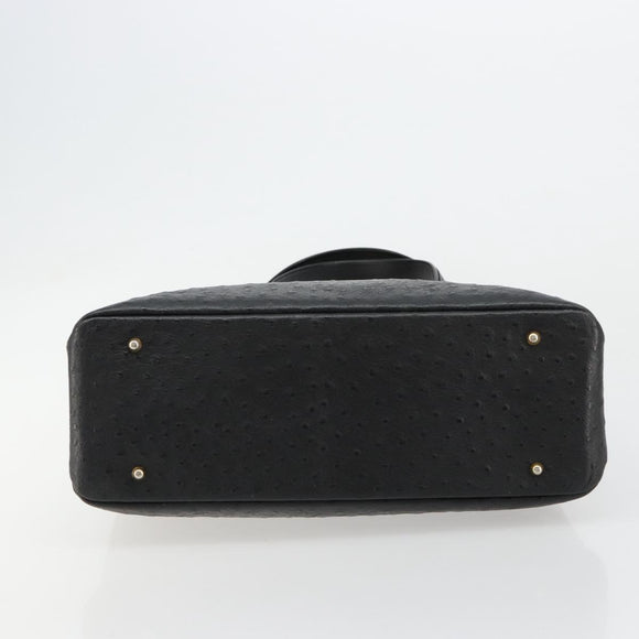 Gianni Versace Shoulder Bag Leather Embossed Black Gold Auth 183020