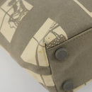 CHANEL Window Line Tote Bag Canvas Beige Gold CC Auth 183024-14
