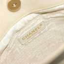 CHANEL Window line Tote Bag Canvas Beige Gold CC Auth 183024-14