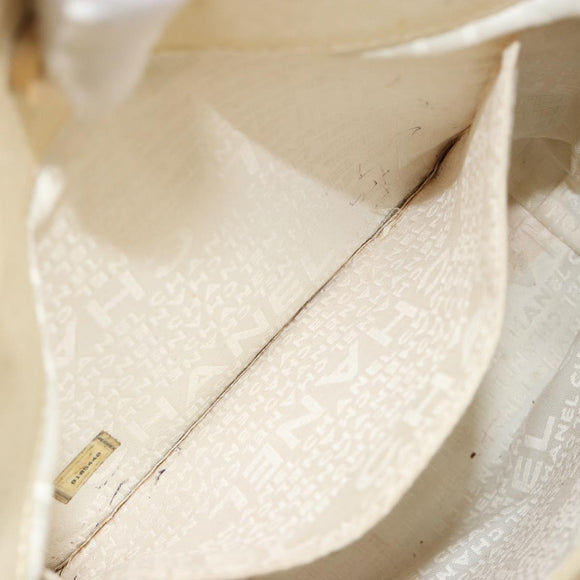 CHANEL Window Line Tote Bag Canvas Beige Gold CC Auth 183024