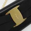 Salvatore Ferragamo Vala Kette Umhängetasche Leder Schwarz Gold Original 183025-14