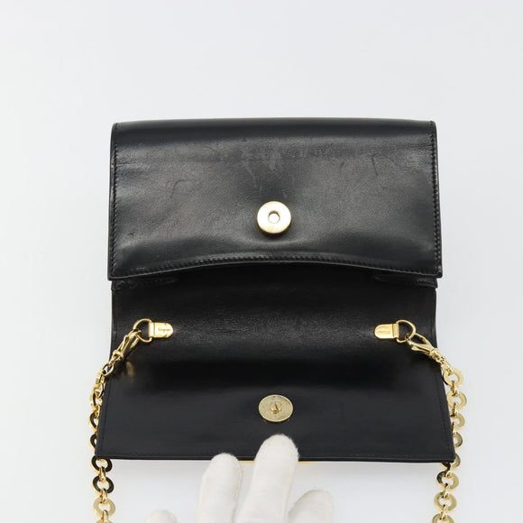 Salvatore Ferragamo Vala Kette Umhängetasche Leder Schwarz Gold Original 183025