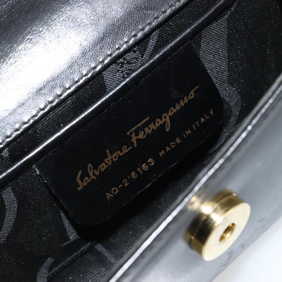 Salvatore Ferragamo Vala Kette Umhängetasche Leder Schwarz Gold Original 183025