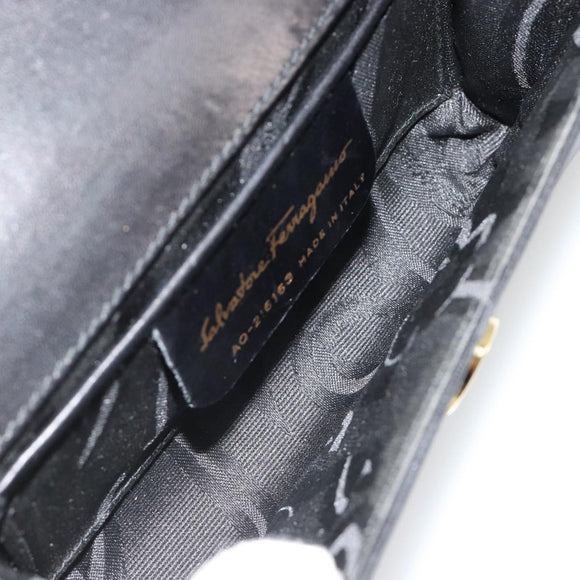 Salvatore Ferragamo Vala Kette Umhängetasche Leder Schwarz Gold Original 183025