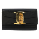 Salvatore Ferragamo Vala Kette Umhängetasche Leder Schwarz Gold Original 183025-2