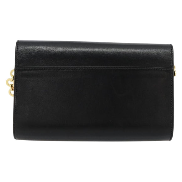 Salvatore Ferragamo Vala Kette Umhängetasche Leder Schwarz Gold Original 183025
