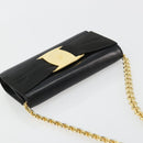 Salvatore Ferragamo Vala Kette Umhängetasche Leder Schwarz Gold Original 183025-6
