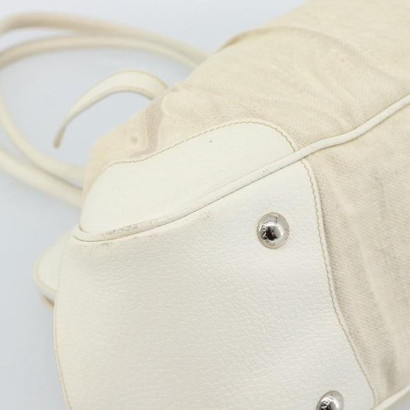 PRADA Tote Bag Canvas White Silver Auth 183028A