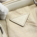 PRADA Tote Bag Canvas White Silver Auth 183028A-10