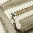 PRADA Tote Bag Canvas White Silver Auth 183028A-21