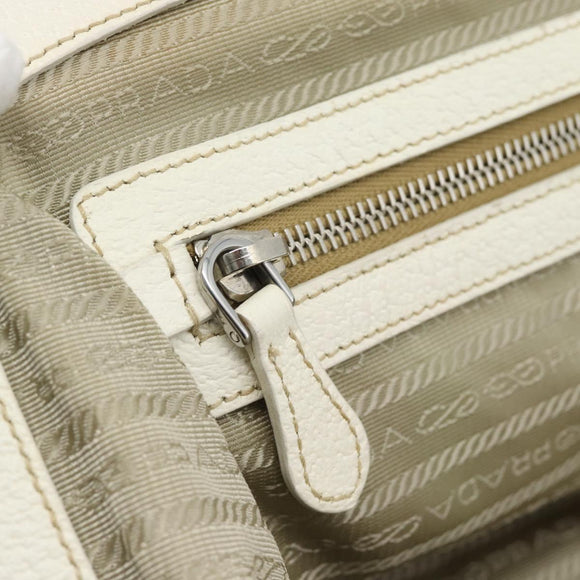 PRADA Tote Bag Canvas White Silver Auth 183028A