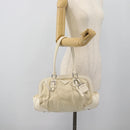 PRADA Tote Bag Canvas White Silver Auth 183028A-24